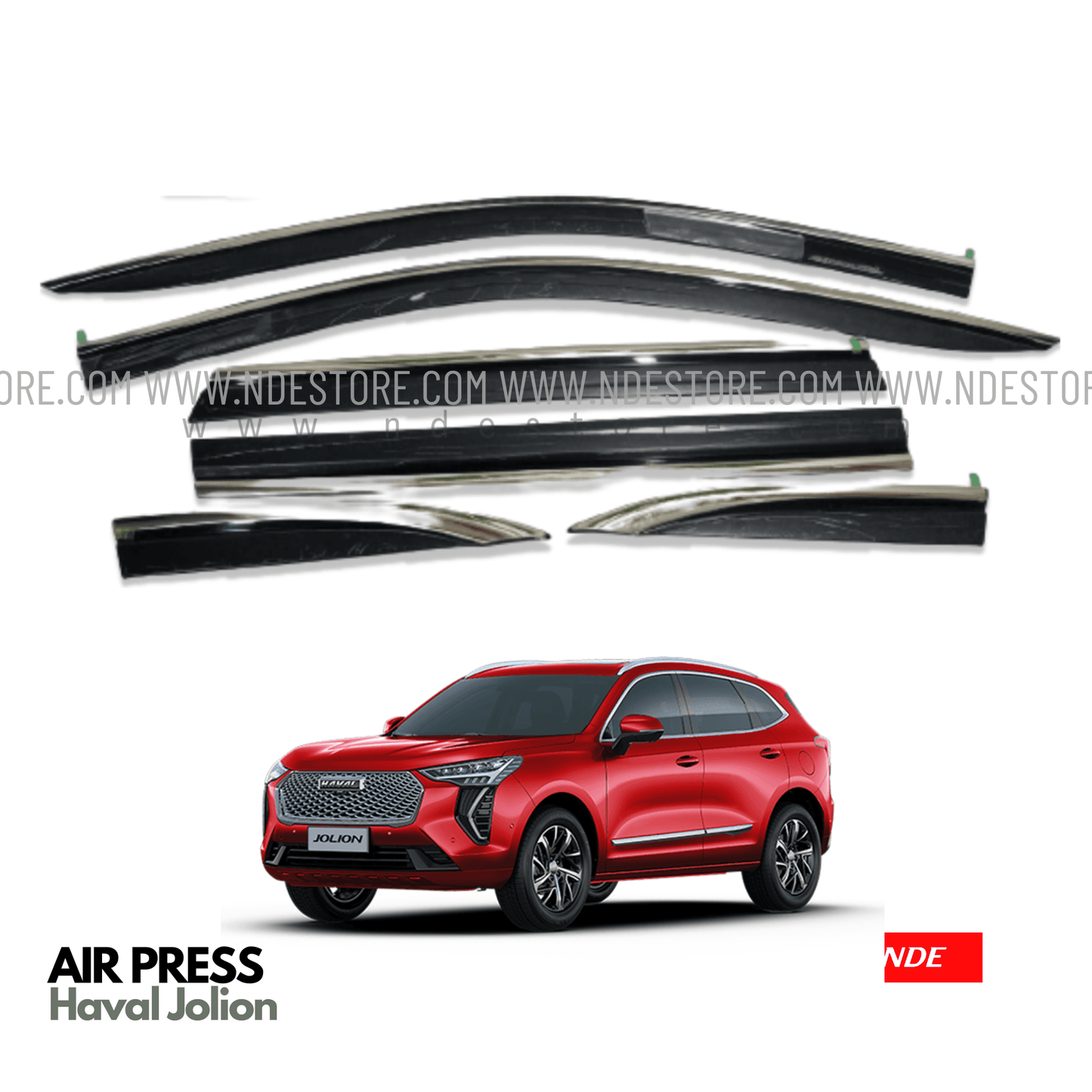 AIR PRESS BLACK TINTED DOOR WINDOW VISOR WITH CHROME FOR HAVAL JOILION - TXR - ndestore.com