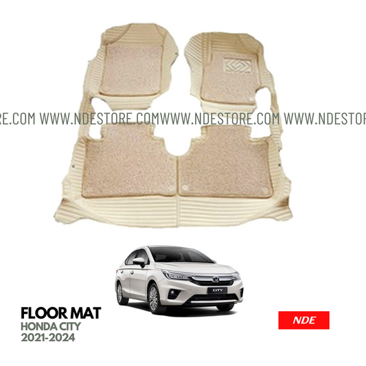 FLOOR MAT 9D STYLE BEIGE COLOR FOR HONDA CITY (2021-2024)