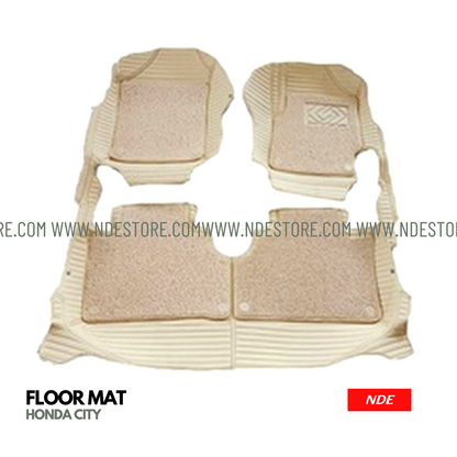 FLOOR MAT 9D STYLE BEIGE COLOR FOR HONDA CITY (2021-2024)