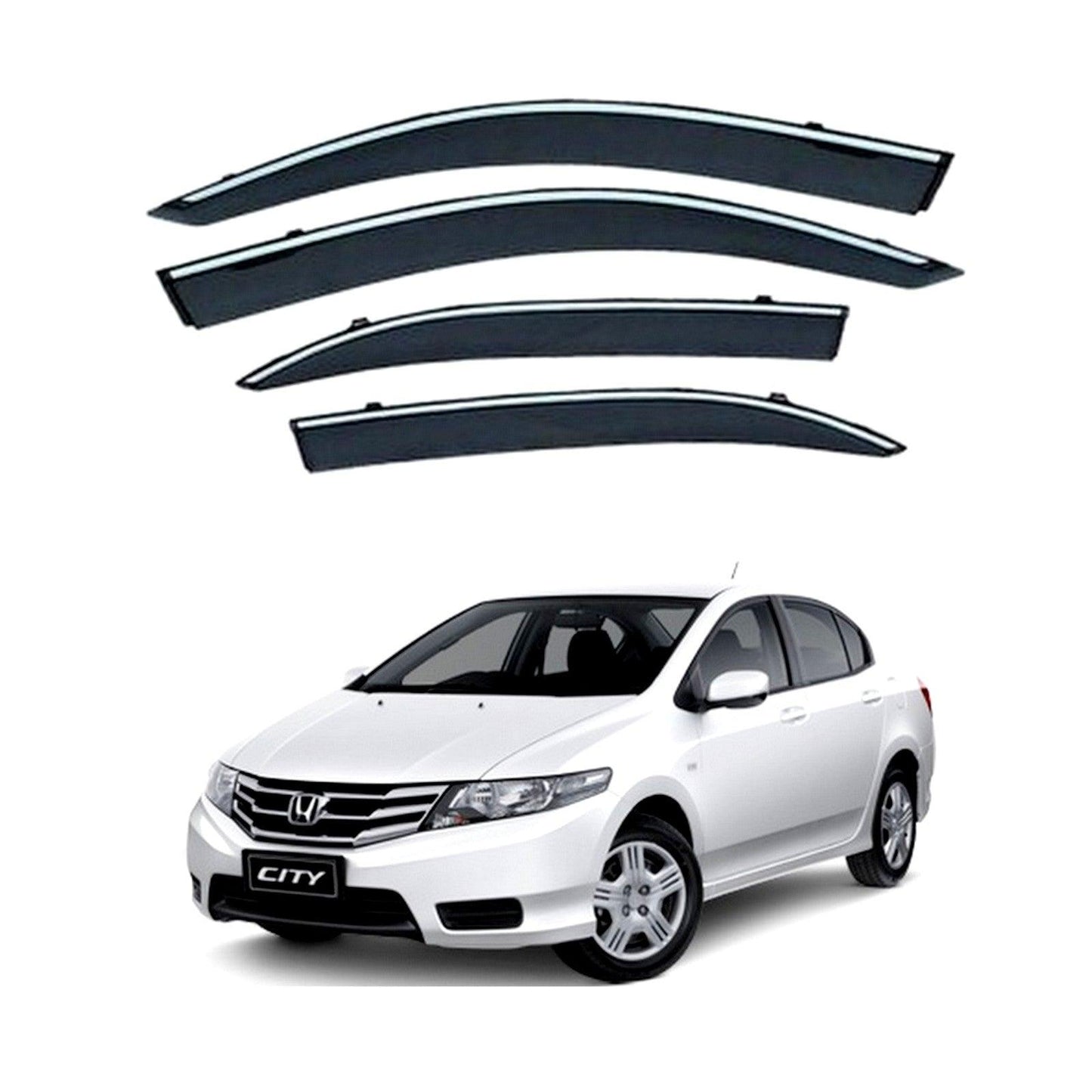 AIR PRESS BLACK TINTED DOOR WINDOW VISOR FOR HONDA CITY (2008-2021) - ndestore.com