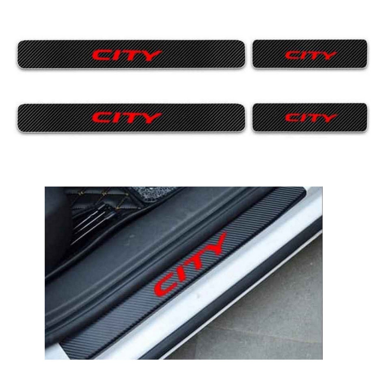 DOOR SILL AREA PROTECTION CARBON FIBER STICKER FOR HONDA CITY