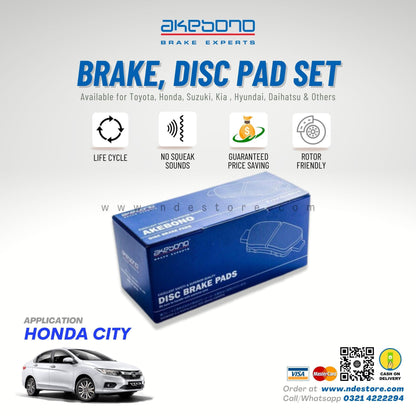 BRAKE, DISC PAD FRONT AKEBONO JAPAN FOR HONDA CITY (2008-2021) - ndestore.com