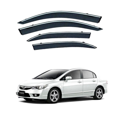 AIR PRESS BLACK TINTED DOOR WINDOW VISOR FOR HONDA CIVIC (2006-2012) - ndestore.com