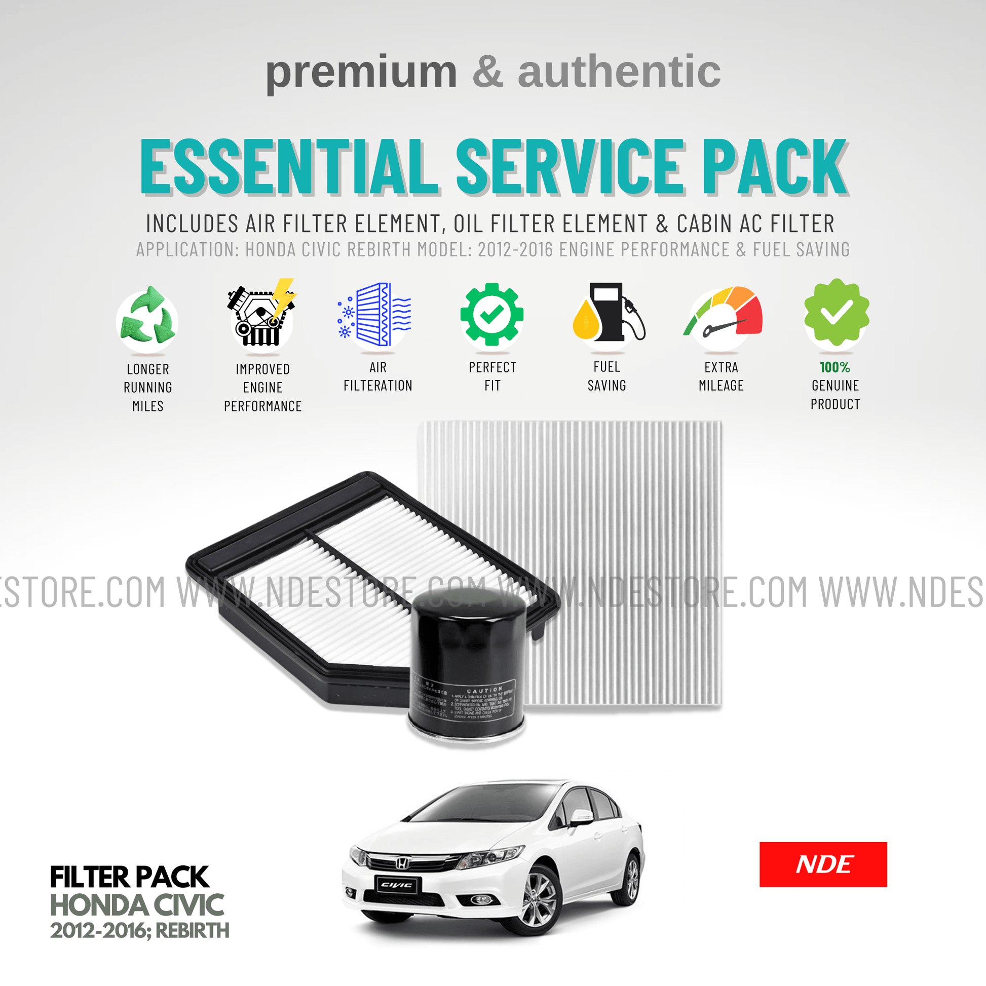 ESSENTIAL FILTER PACK FOR HONDA CIVIC (2012-2016) - ndestore.com