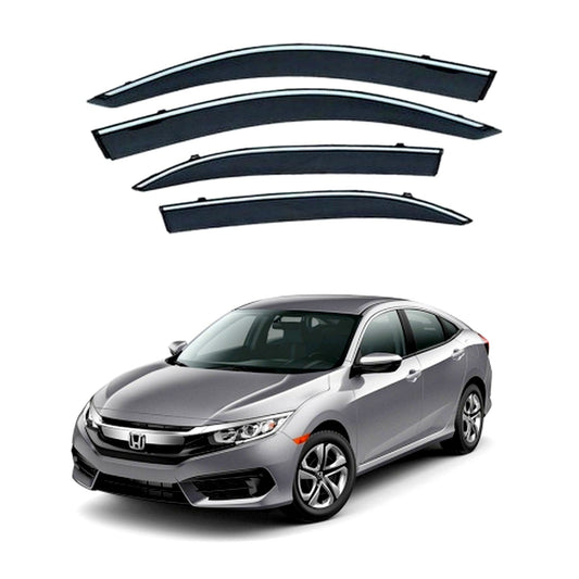 AIR PRESS BLACK TINTED DOOR WINDOW VISOR FOR HONDA CIVIC (2016-2021) - TXR