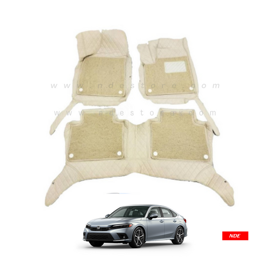 FLOOR MAT 9D STYLE BEIGE FOR HONDA CIVIC (2021-2024)