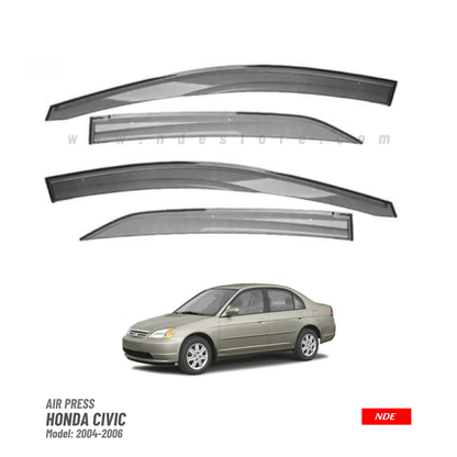 AIR PRESS BLACK TINTED DOOR WINDOW VISOR FOR HONDA CIVIC (2002-2006) - ndestore.com