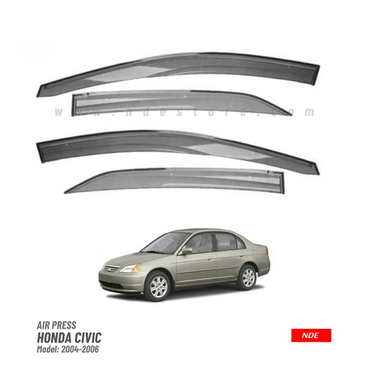 AIR PRESS BLACK TINTED DOOR WINDOW VISOR FOR HONDA CIVIC (2002-2006)