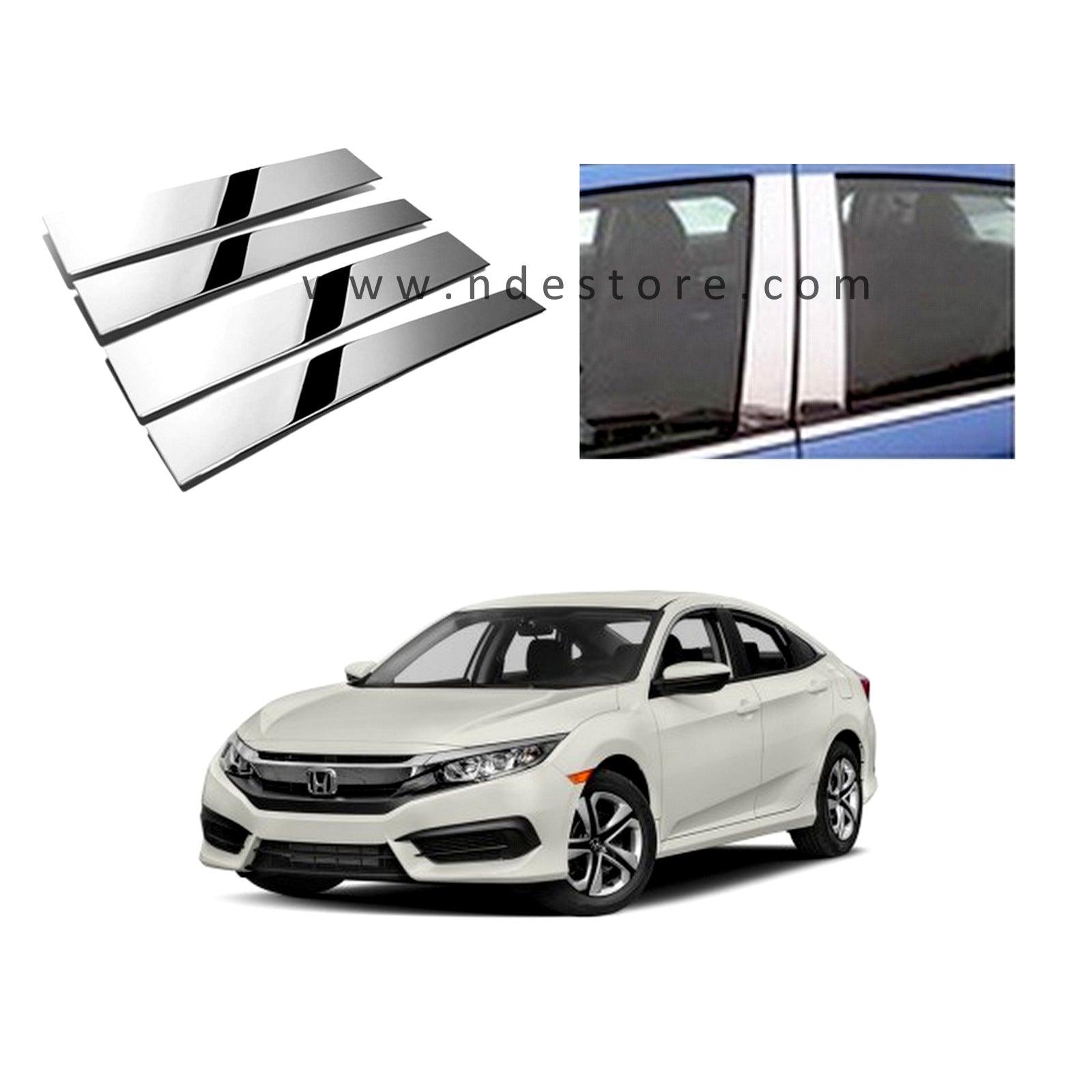 DOOR PILLAR CHROME TRIMS FOR HONDA CIVIC (2016-2021) - ndestore.com