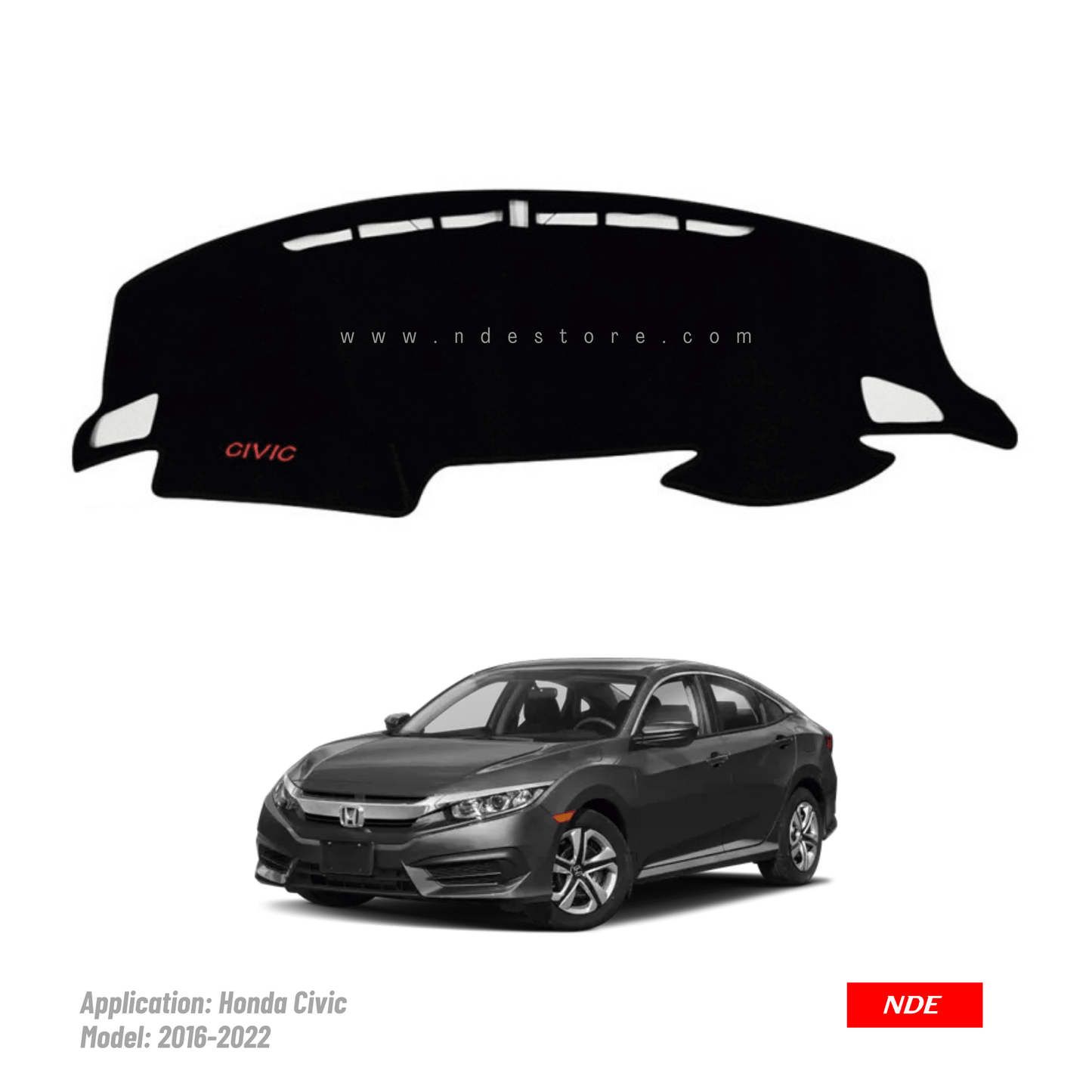 DASHBOARD TYPE PREMIUM QUALITY VELVET MATERIAL FOR HONDA CIVIC (2016-2021) - ndestore.com