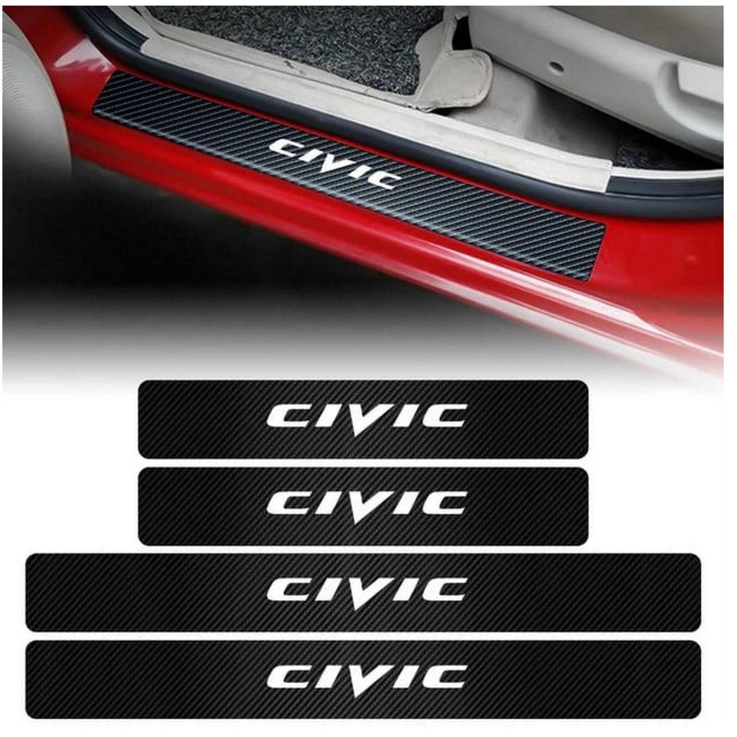 DOOR SILL AREA PROTECTION CARBON FIBER STICKER FOR HONDA CIVIC - ndestore.com