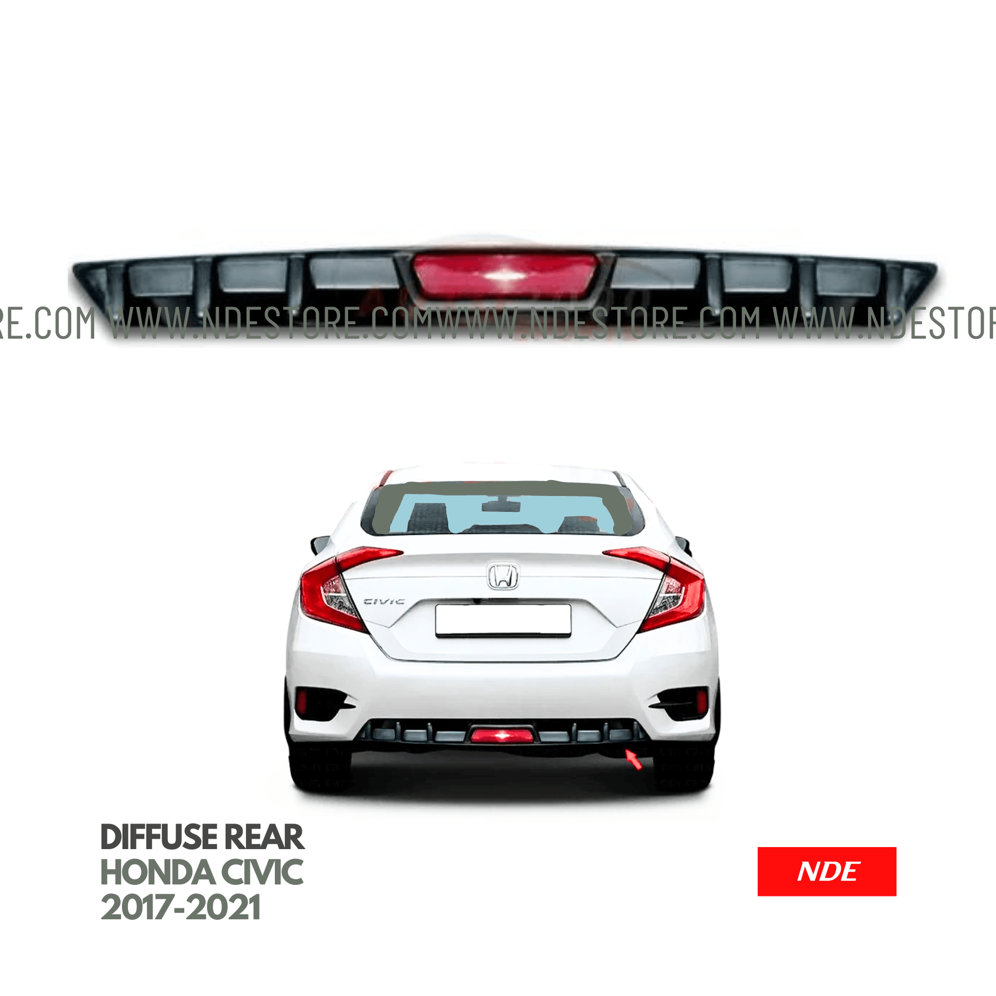 DIFFUSER REAR BUMPER FOR HONDA CIVIC (2017-2021) - ndestore.com