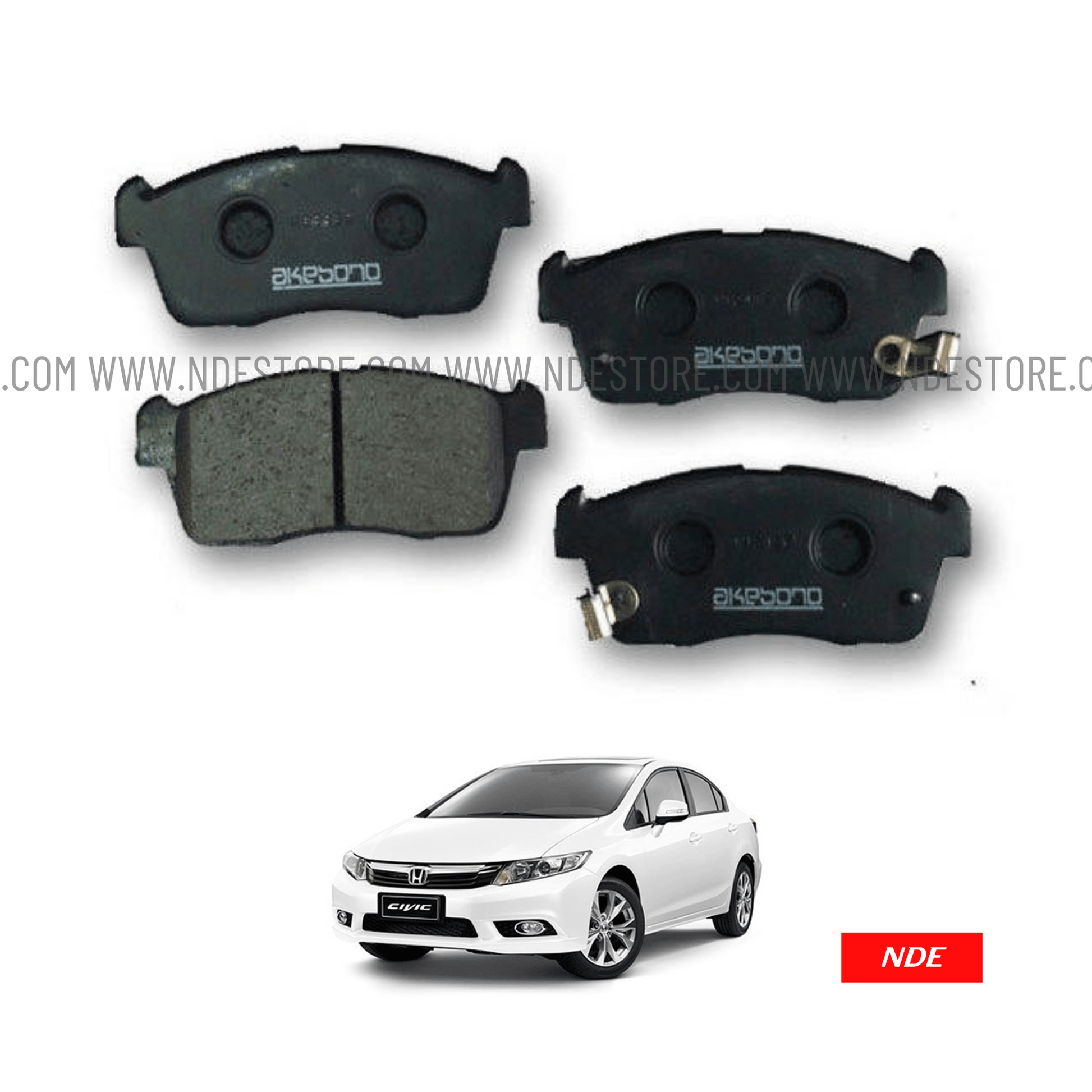 BRAKE, DISC PAD FRONT FOR HONDA CIVIC (2012-2016) - AKEBONO - ndestore.com