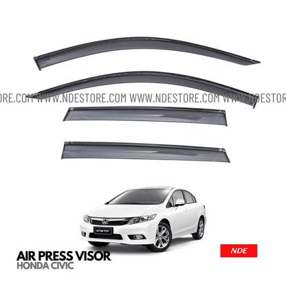 AIR PRESS BLACK TINTED DOOR WINDOW VISOR FOR HONDA CIVIC (2012-2016) - ndestore.com