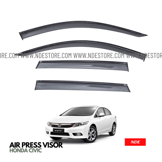 AIR PRESS BLACK TINTED DOOR WINDOW VISOR FOR HONDA CIVIC (2012-2016)