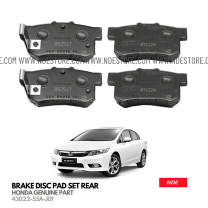 BRAKE, DISC PAD REAR FOR HONDA CIVIC (2012-2016) (HONDA GENUINE PART) - ndestore.com