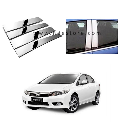 DOOR PILLAR CHROME TRIMS FOR HONDA CIVIC (2012-2016)