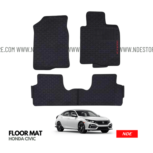 FLOOR MAT RUBBER / LATEX ANTI SLIP SILICONE BLACK FOR HONDA CIVIC (2016-2021) (IMPORTED) - ndestore.com