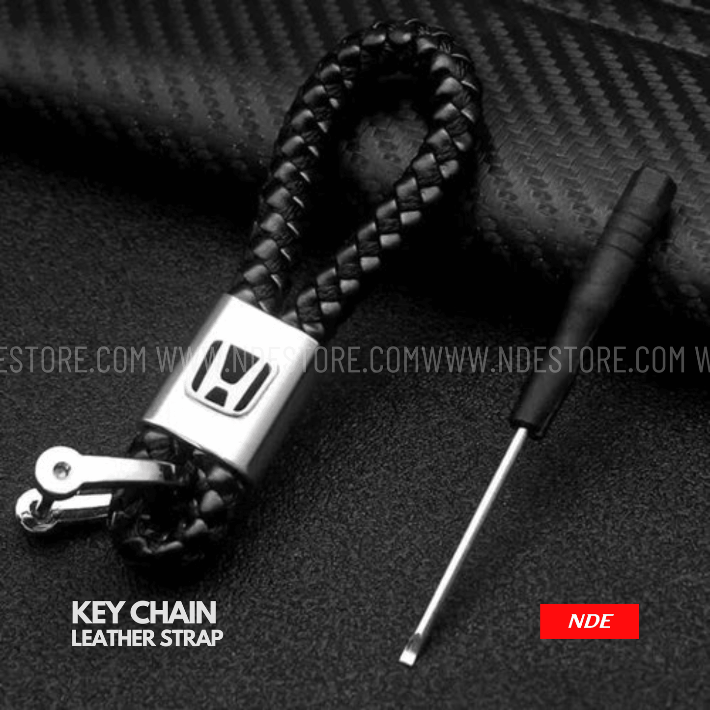 KEY CHAIN LEATHER STRAP WITH HONDA LOGO - ndestore.com