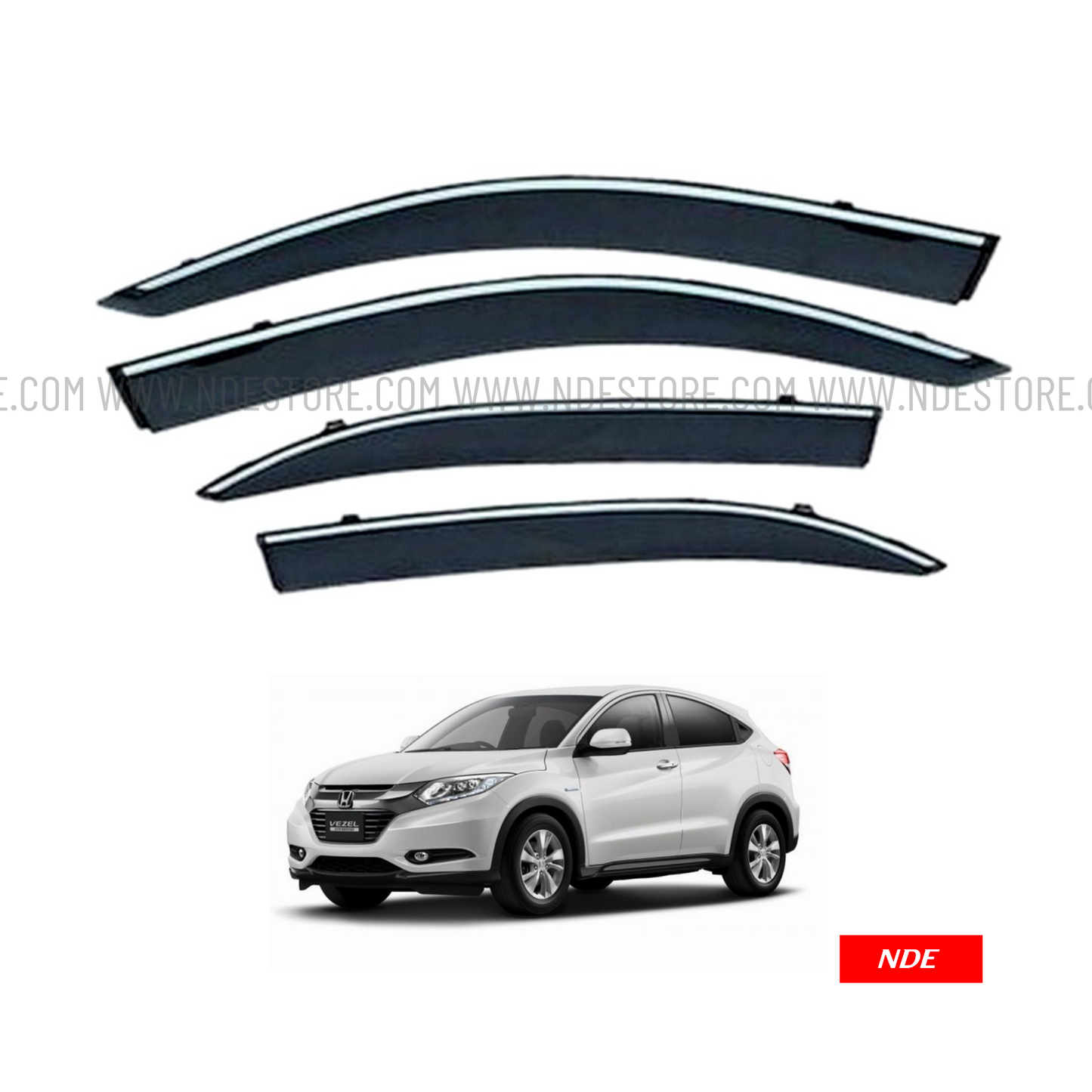 AIR PRESS BLACK TINTED DOOR WINDOW VISOR FOR HONDA VEZEL - TXR