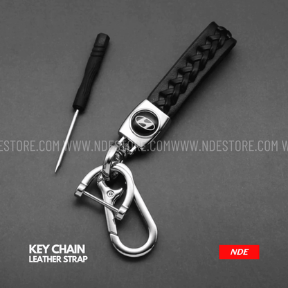 KEY CHAIN LEATHER STRAP WITH HYUNDAI LOGO - ndestore.com