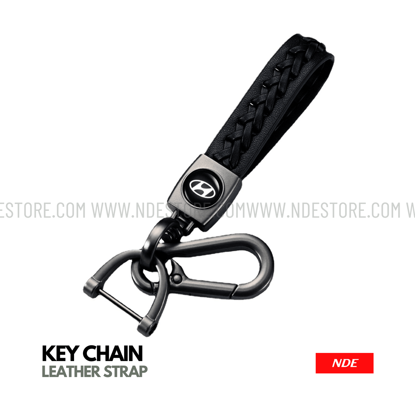 KEY CHAIN LEATHER STRAP WITH HYUNDAI LOGO - ndestore.com