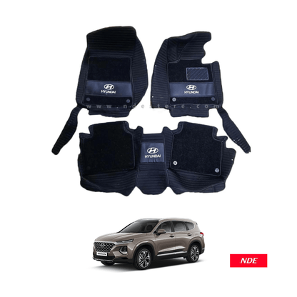 FLOOR MAT 10D WITH HYUNDAI LOGO FOR HYUNDAI SANTA FE - ndestore.com