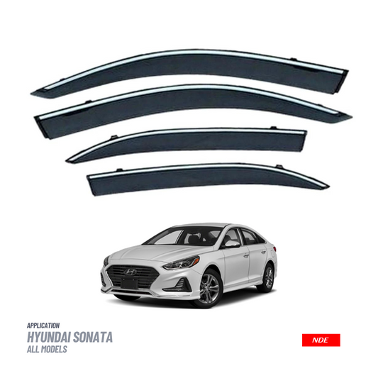 AIR PRESS BLACK TINTED DOOR WINDOW VISOR WITH CHROME FOR HYUNDAI SONATA - TXR