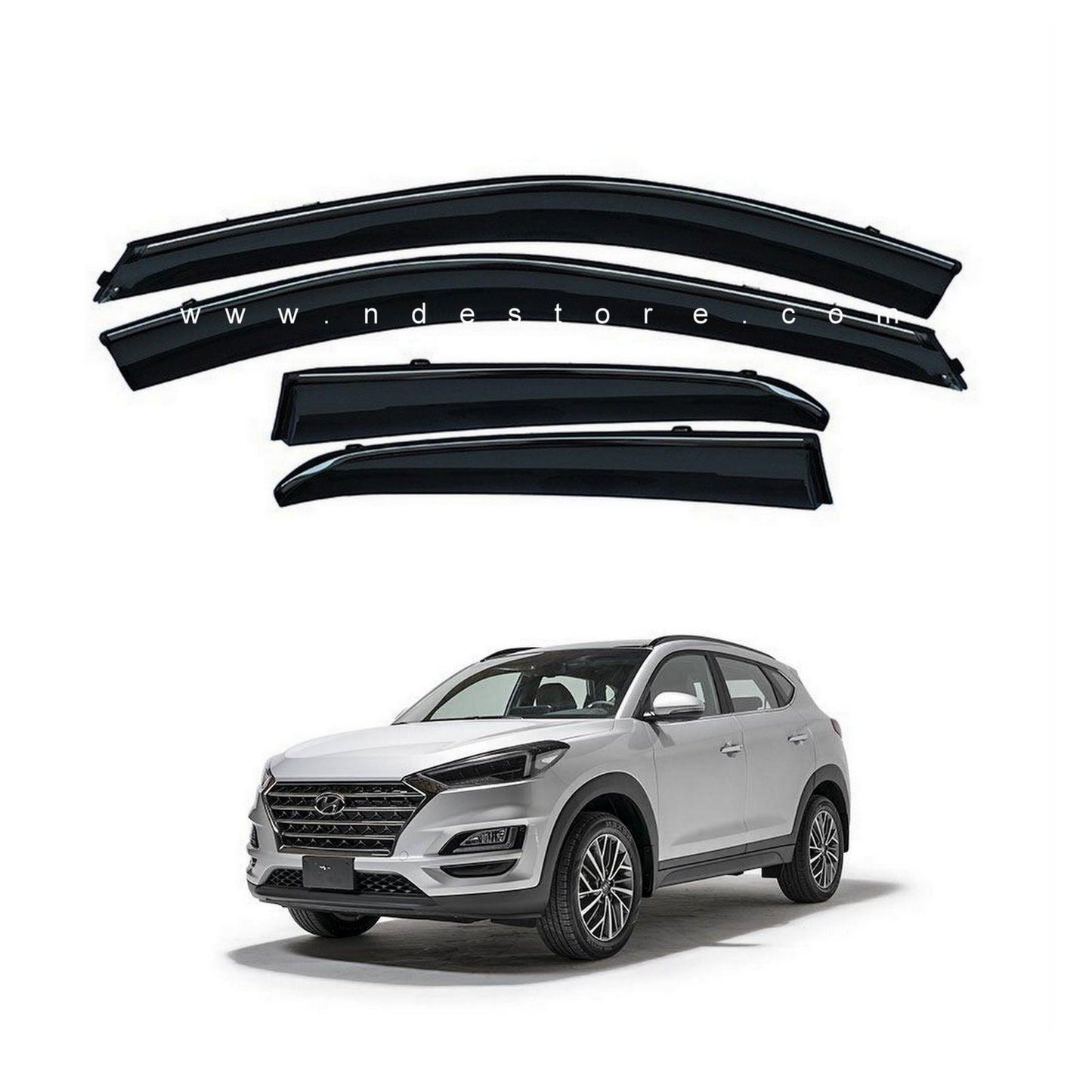 AIR PRESS BLACK TINTED DOOR WINDOW VISOR FOR HYUNDAI TUCSON - TXR - ndestore.com