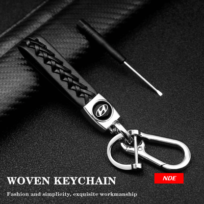 KEY CHAIN LEATHER STRAP WITH HYUNDAI LOGO - ndestore.com