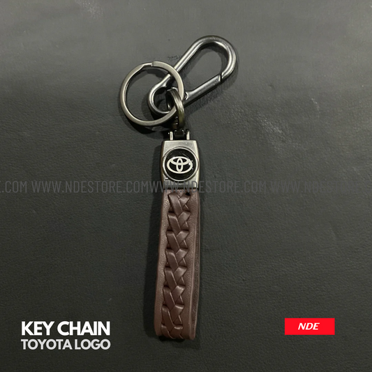 KEY CHAIN LEATHER STRAP BROWN WITH TOYOTA LOGO - ndestore.com