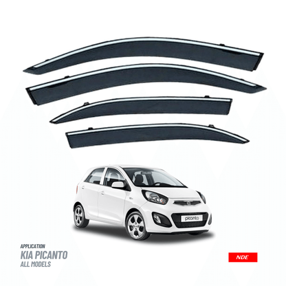 AIR PRESS BLACK TINTED DOOR WINDOW VISOR FOR KIA PICANTO - TXR - ndestore.com