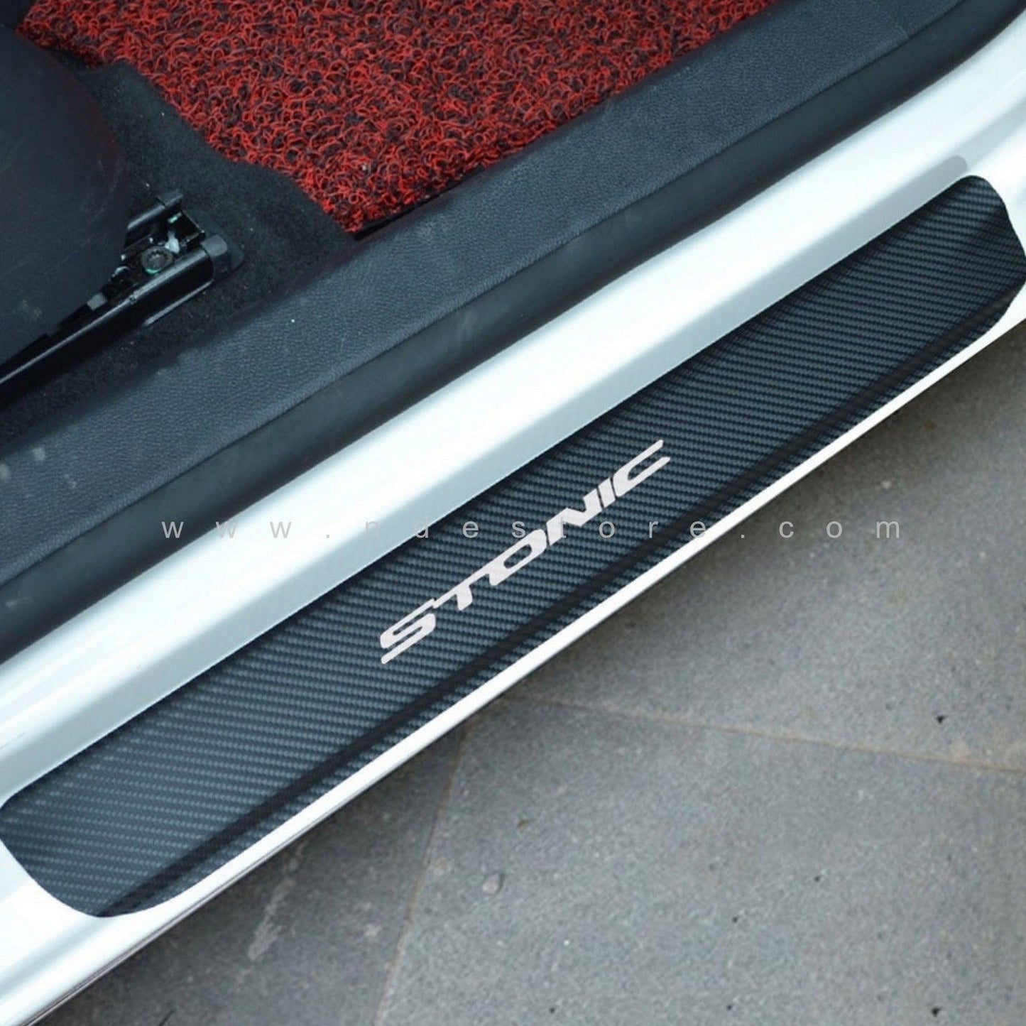 DOOR SILL AREA PROTECTION CARBON FIBER STICKER FOR KIA STONIC - ndestore.com