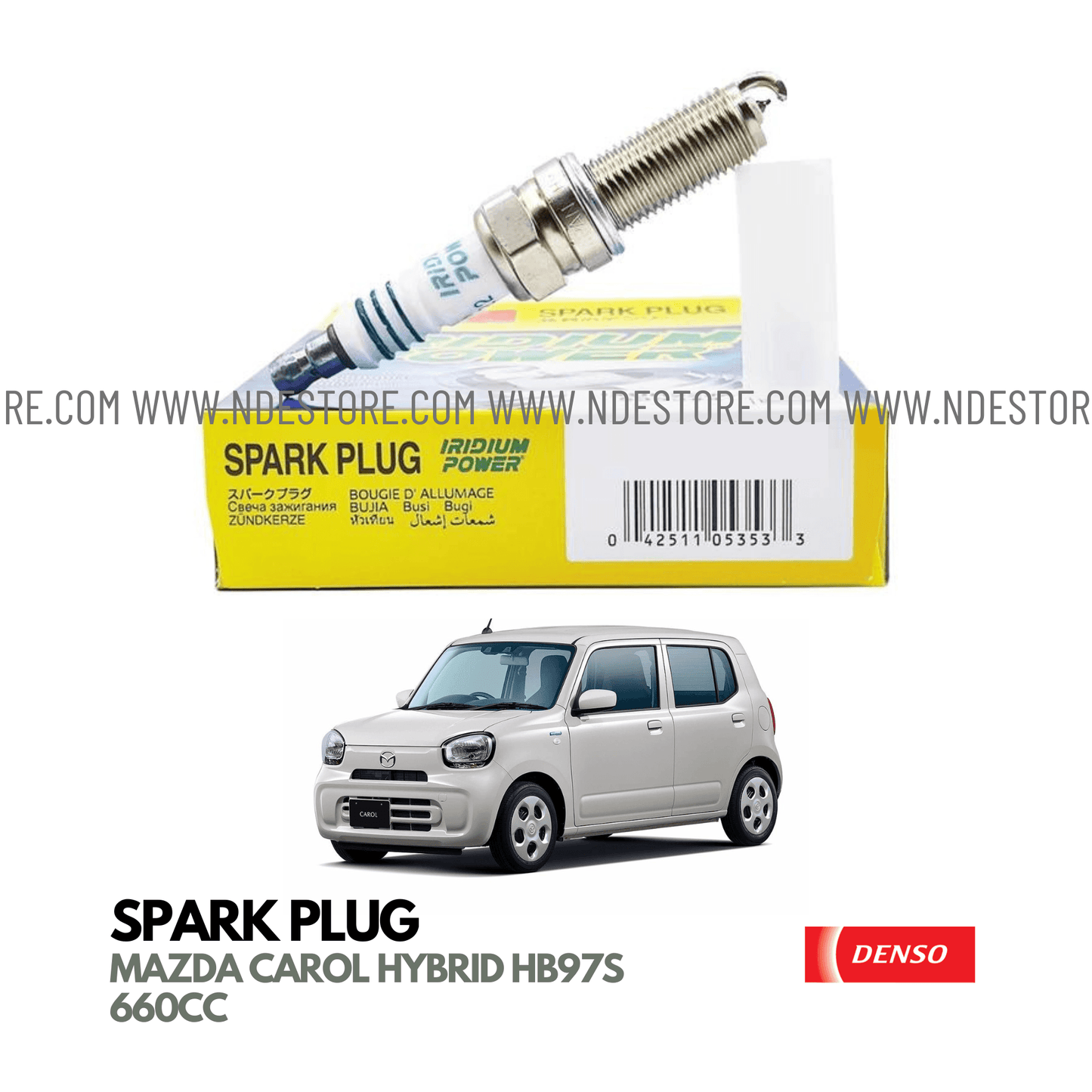 SPARK PLUG DENSO IRIDIUM POWER FOR MAZDA CAROL HYBRID HB97S (2022-2024) - ndestore.com