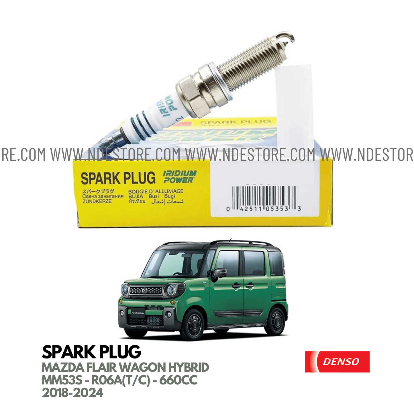 SPARK PLUG DENSO IRIDIUM FOR MAZDA FLAIR WAGON HYBRID TURBO (2018-2024) - ndestore.com