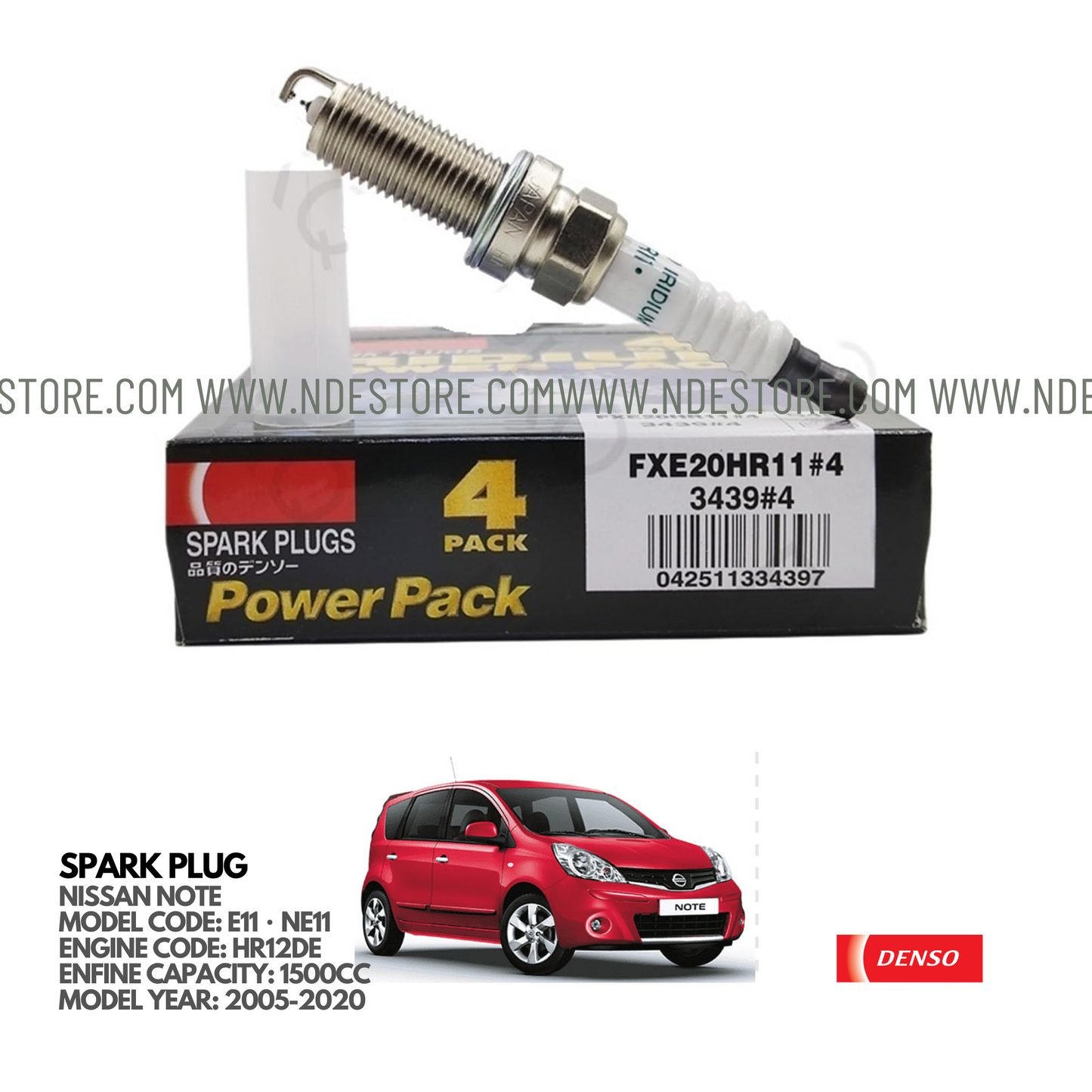 SPARK PLUG IRIDIUM DENSO FOR NISSAN NOTE E11 NE11 (2005-2012) - ndestore.com