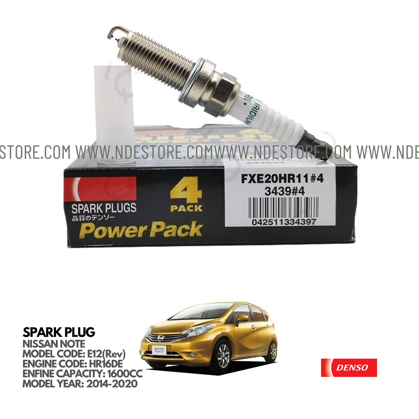 SPARK PLUG IRIDIUM DENSO FOR NISSAN NOTE E12(Rev) (2014-2020)