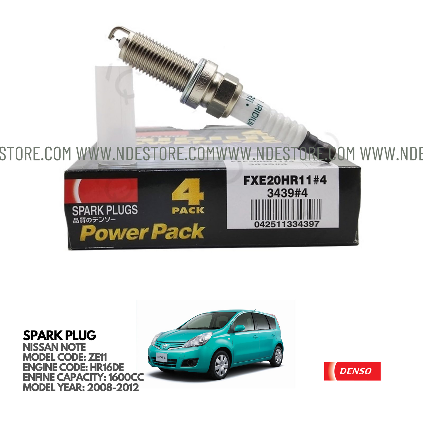 SPARK PLUG IRIDIUM DENSO FOR NISSAN NOTE ZE11 (2005-2012)