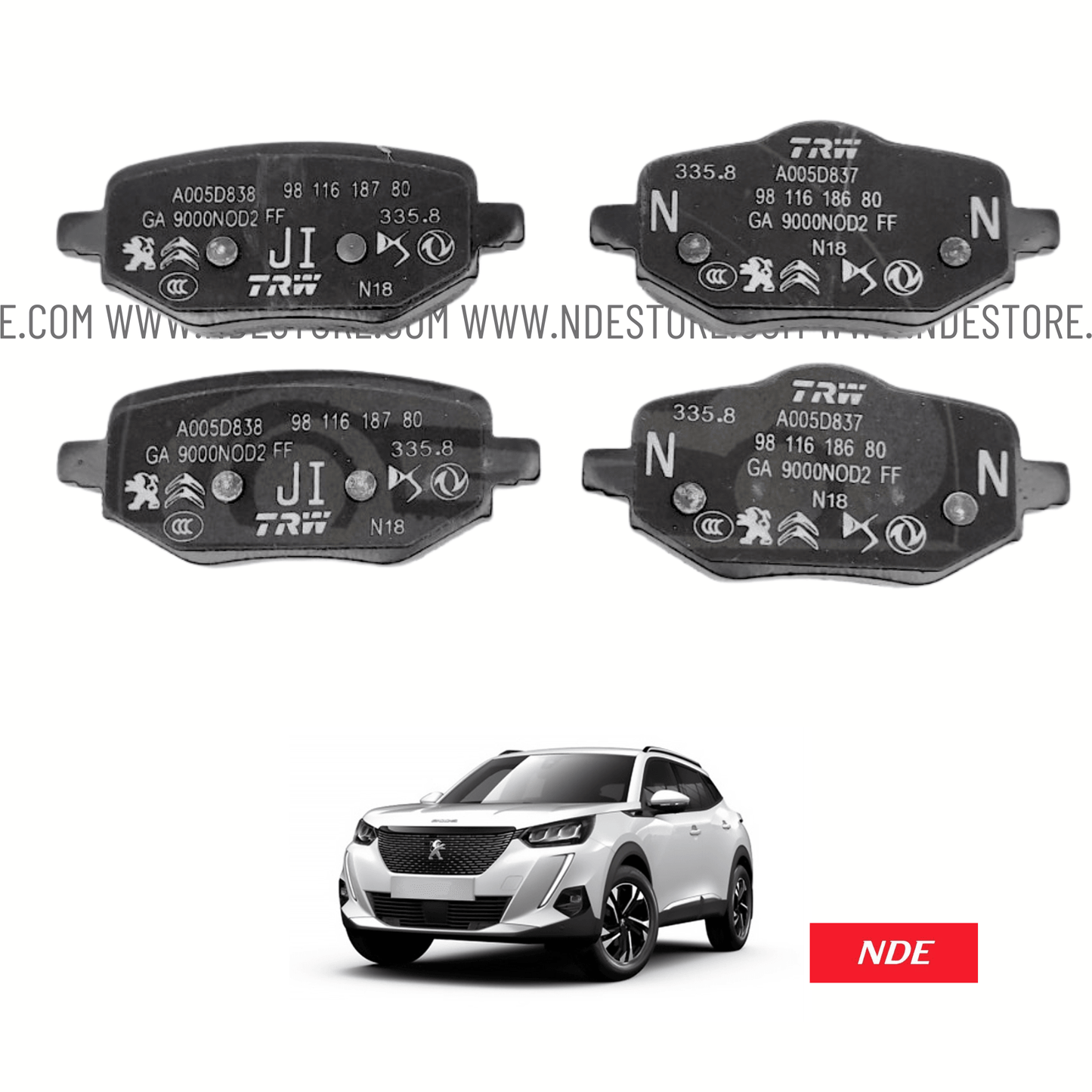 BRAKE DISC PAD SET REAR GENUINE FOR PEUGEOT 2008 - ndestore.com