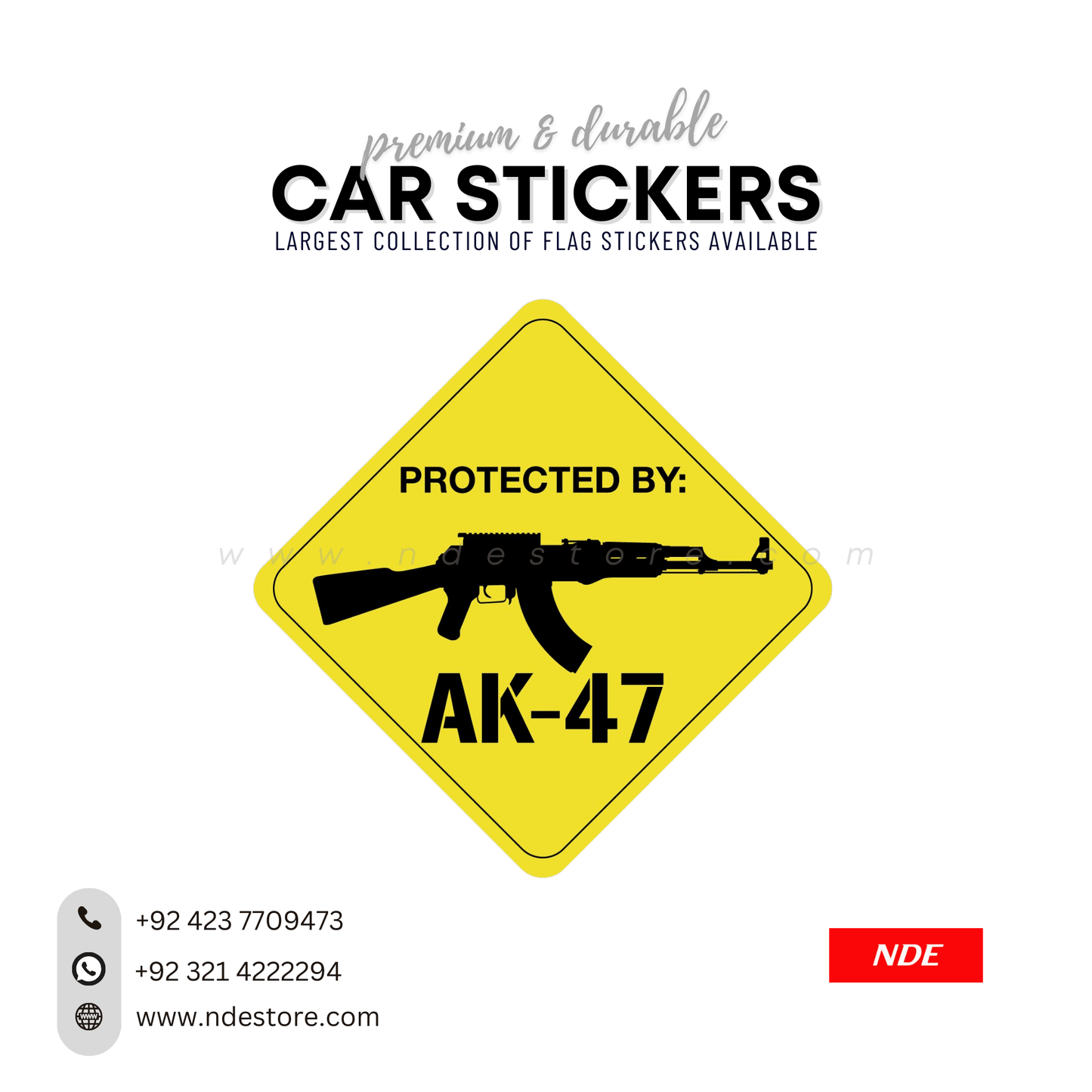 STICKER PROTECTED BY AK47 DECAL (SKU:D24290) - ndestore.com