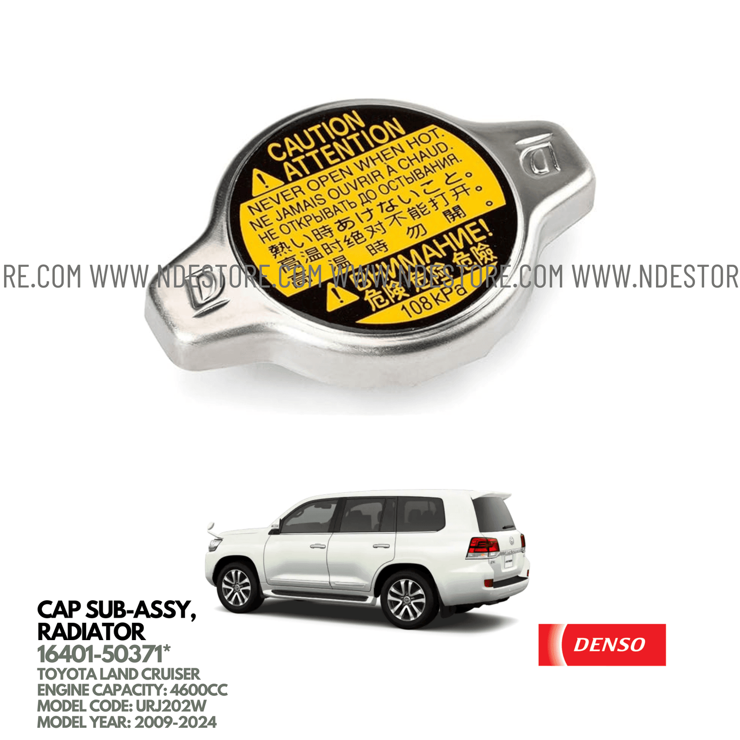 RADIATOR CAP DENSO FOR TOYOTA LAND CRUISER 4600CC (2008-2024) - ndestore.com