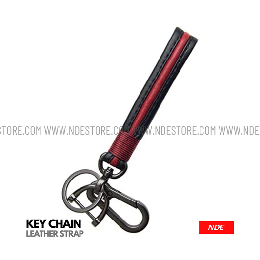 KEYCHAIN LEATHER STRAP RED