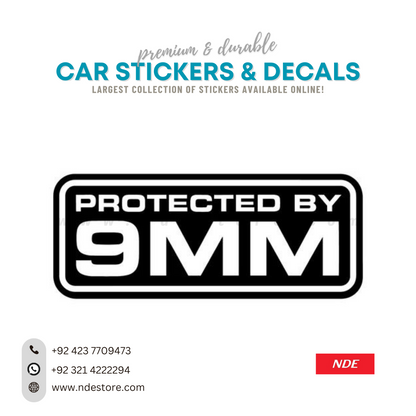 STICKER, PROTECTED BY 9MM