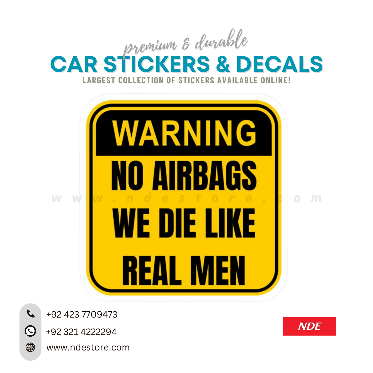 STICKER WARNING NO AIR BAGS - ndestore.com