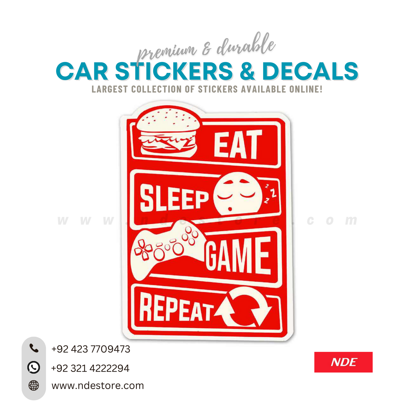 STICKER, EAT SLEEP GAME REPEAT - ndestore.com