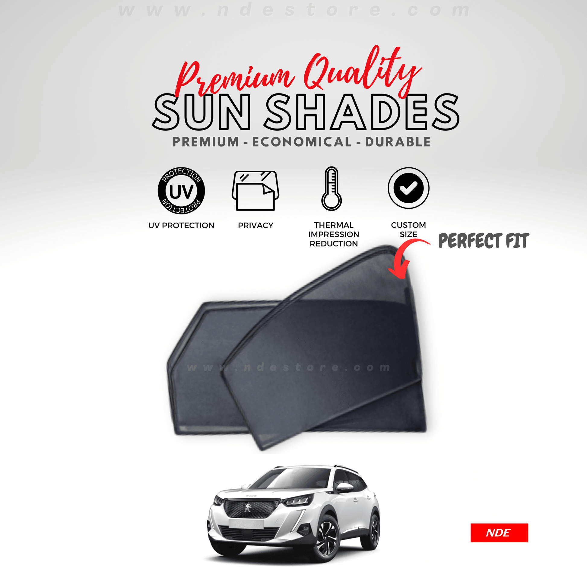 SUN SHADE CURTAIN SET XTREEME MESH FOR PEUGEOT 2008 - ndestore.com