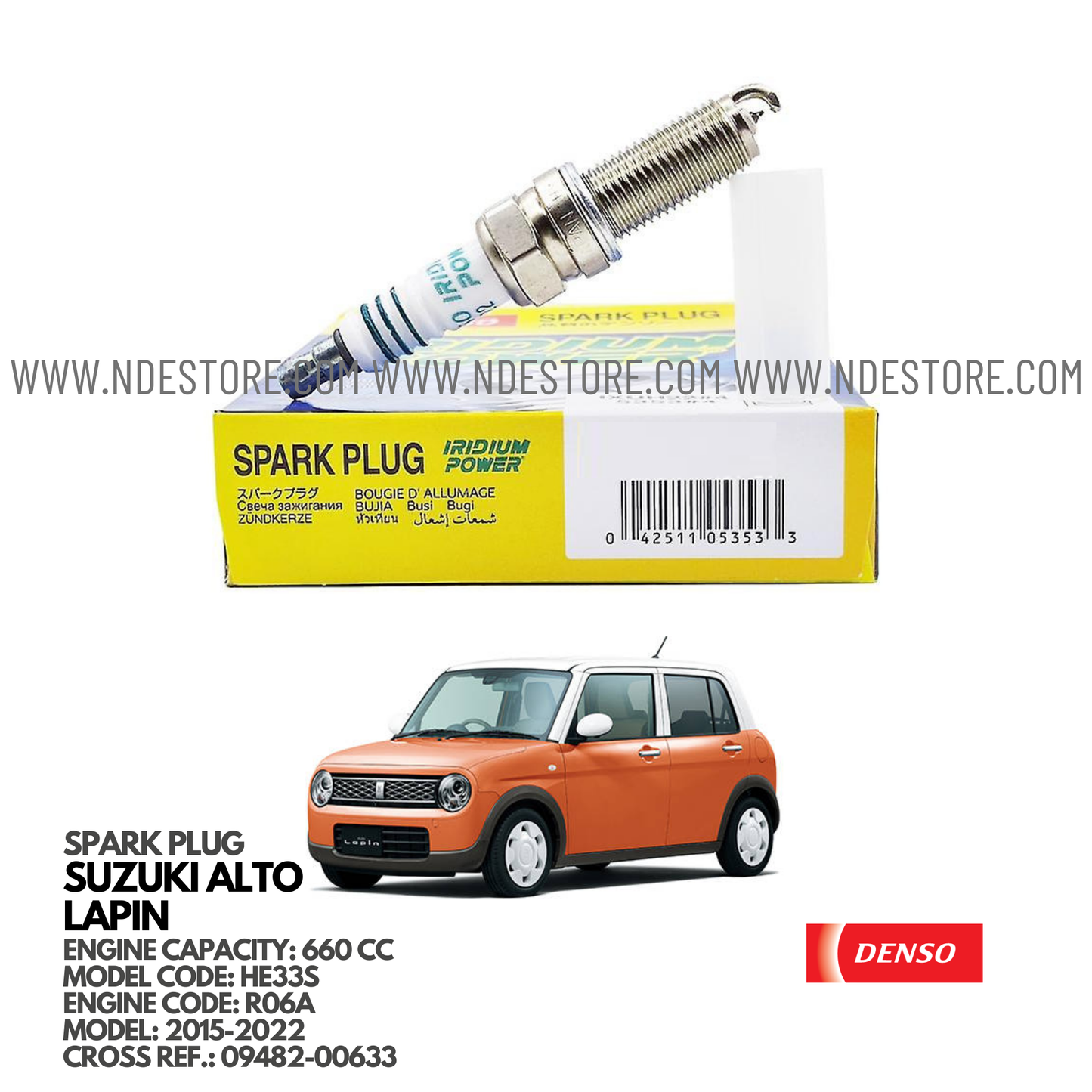 SPARK PLUG IRIDIUM FOR SUZUKI ALTO LAPIN HE33S (2015-2022)