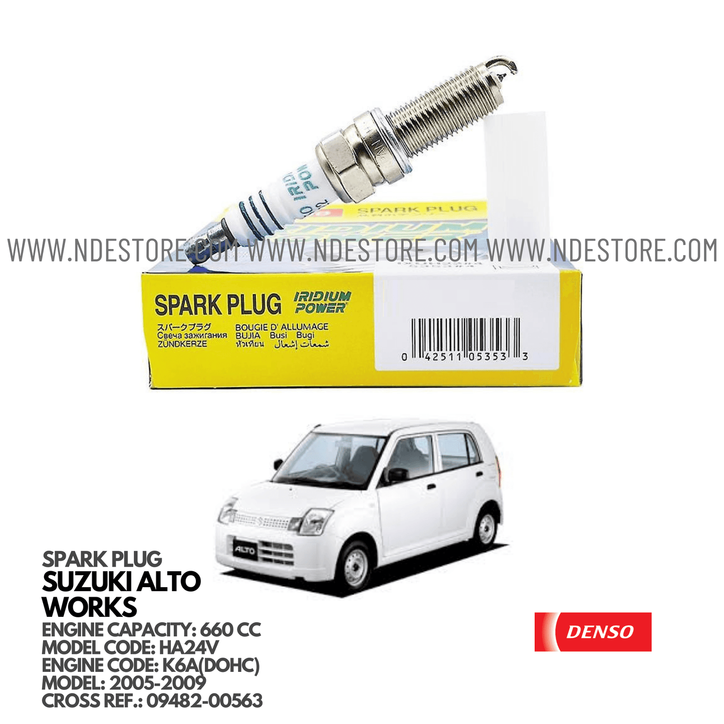 SPARK PLUG IRIDIUM FOR SUZUKI ALTO WORKS HA24V (2005-2009) - ndestore.com