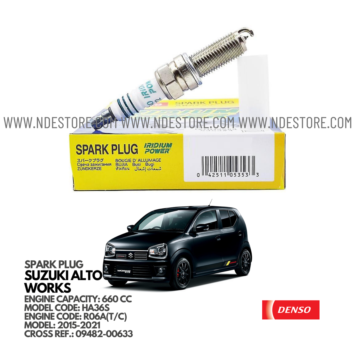 SPARK PLUG IRIDIUM FOR SUZUKI ALTO WORKS HA36S (2015-2021)