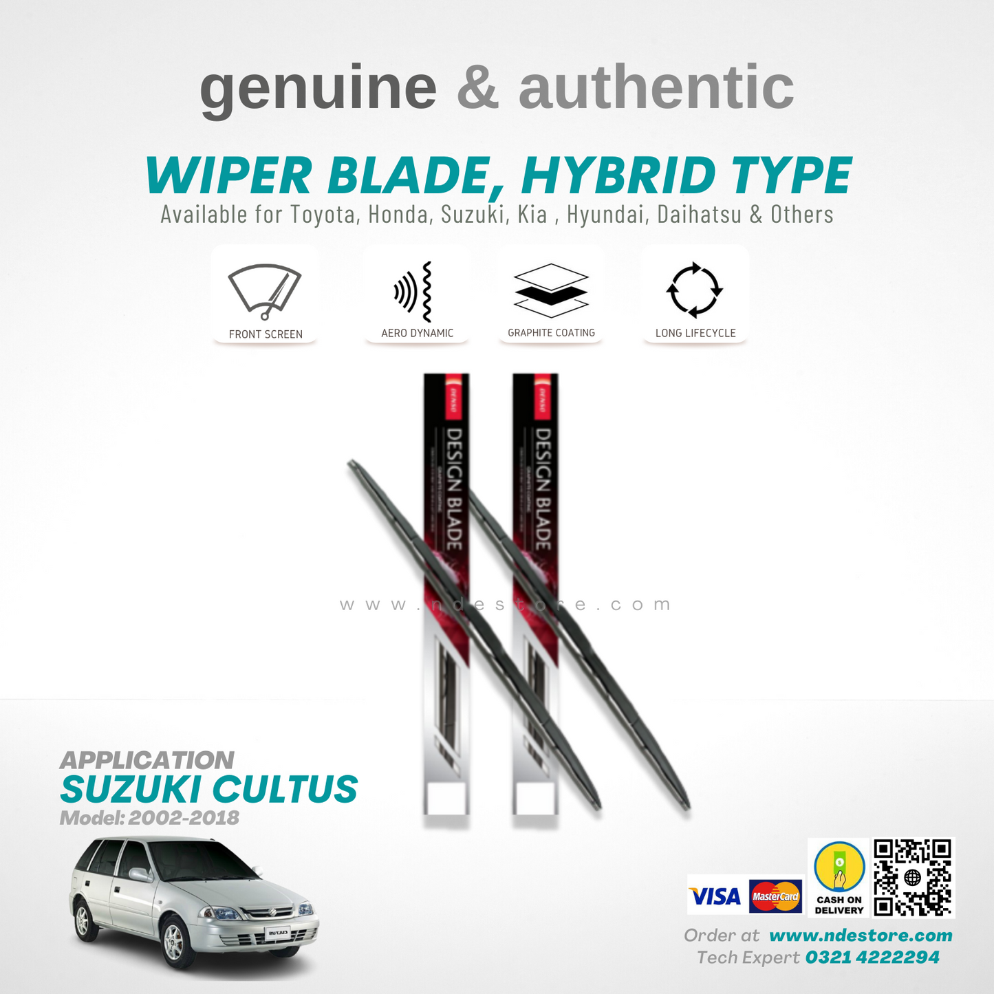 WIPER BLADE DENSO PREMIUM TYPE FOR SUZUKI CULTUS (2004-2017)